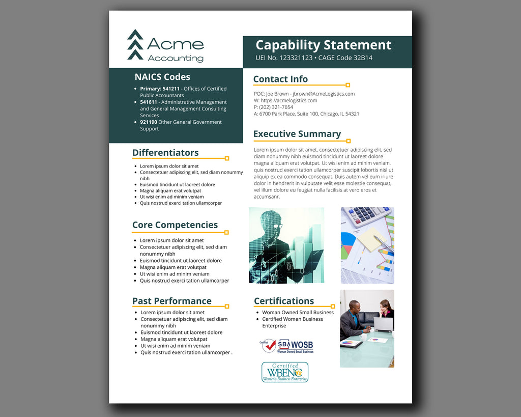 Canva Editable Government Capability Statement Template: Accounting & Financial Services