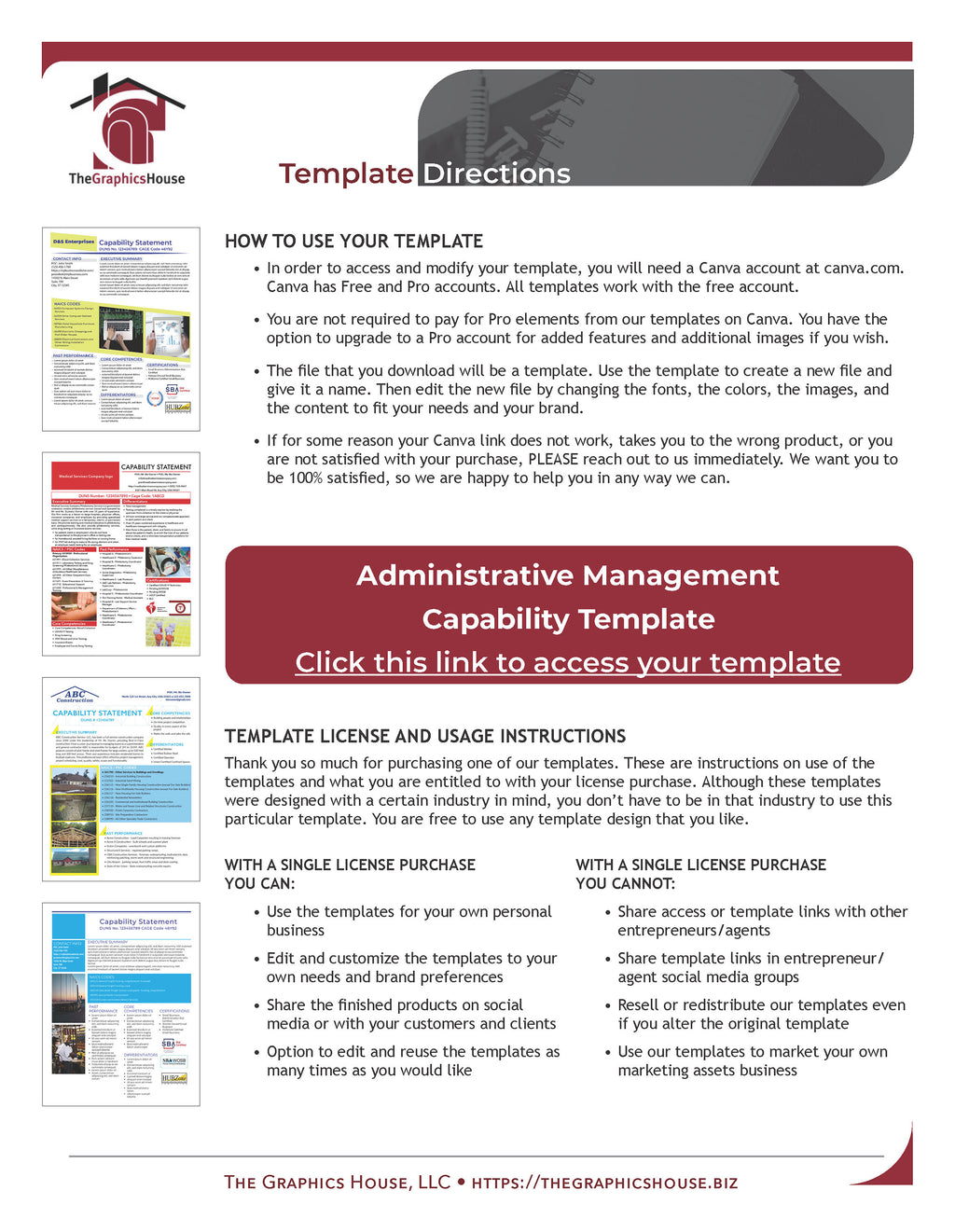 Government Capability Statement Template: Administrative Services (Canva Editable)