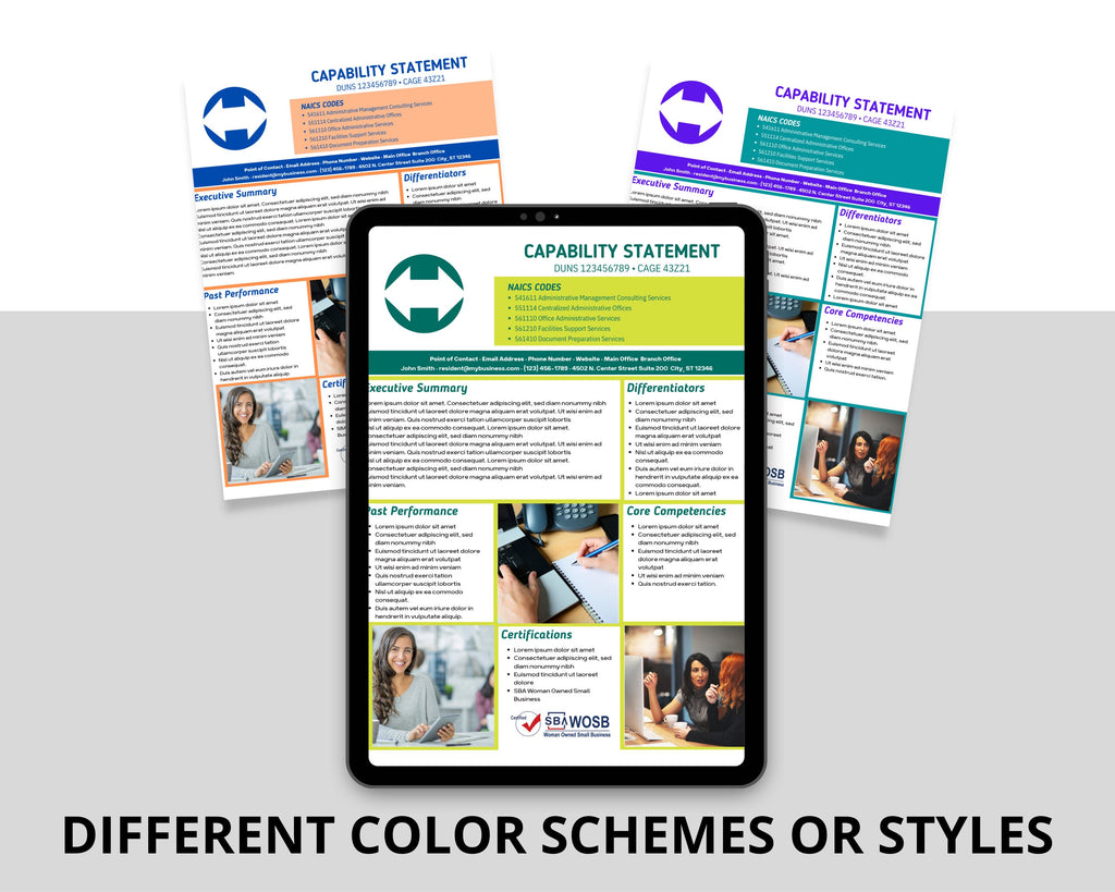 Government Capability Statement Template: Administrative Services (Canva Editable)