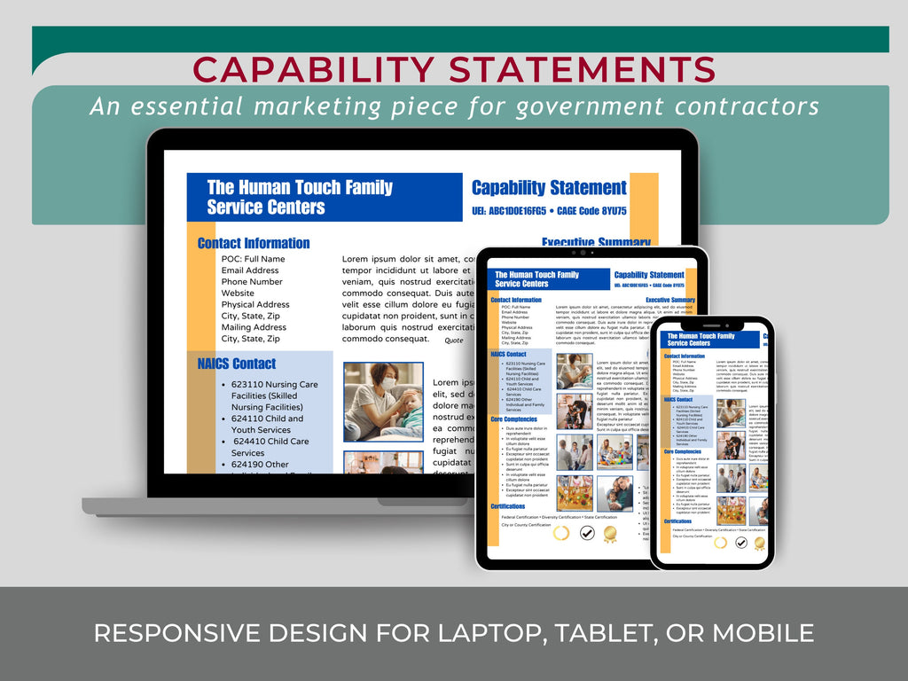 Canva Editable Capability Statement Template: Government Contracting