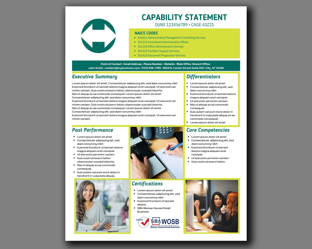 Government Capability Statement Template: Administrative Services (Canva Editable)