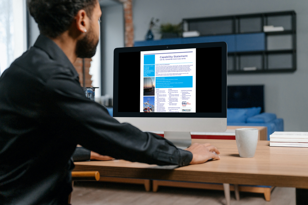 Editable Logistics Capability Statement Template: Government Marketing (Canva)