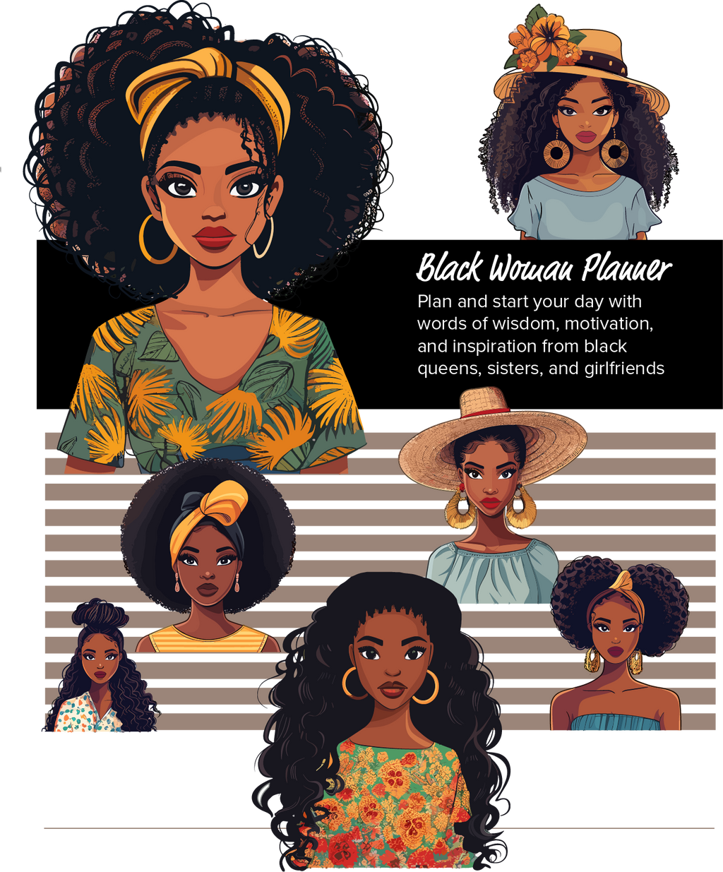Planner pages with inspirational quotes from notable Black Women