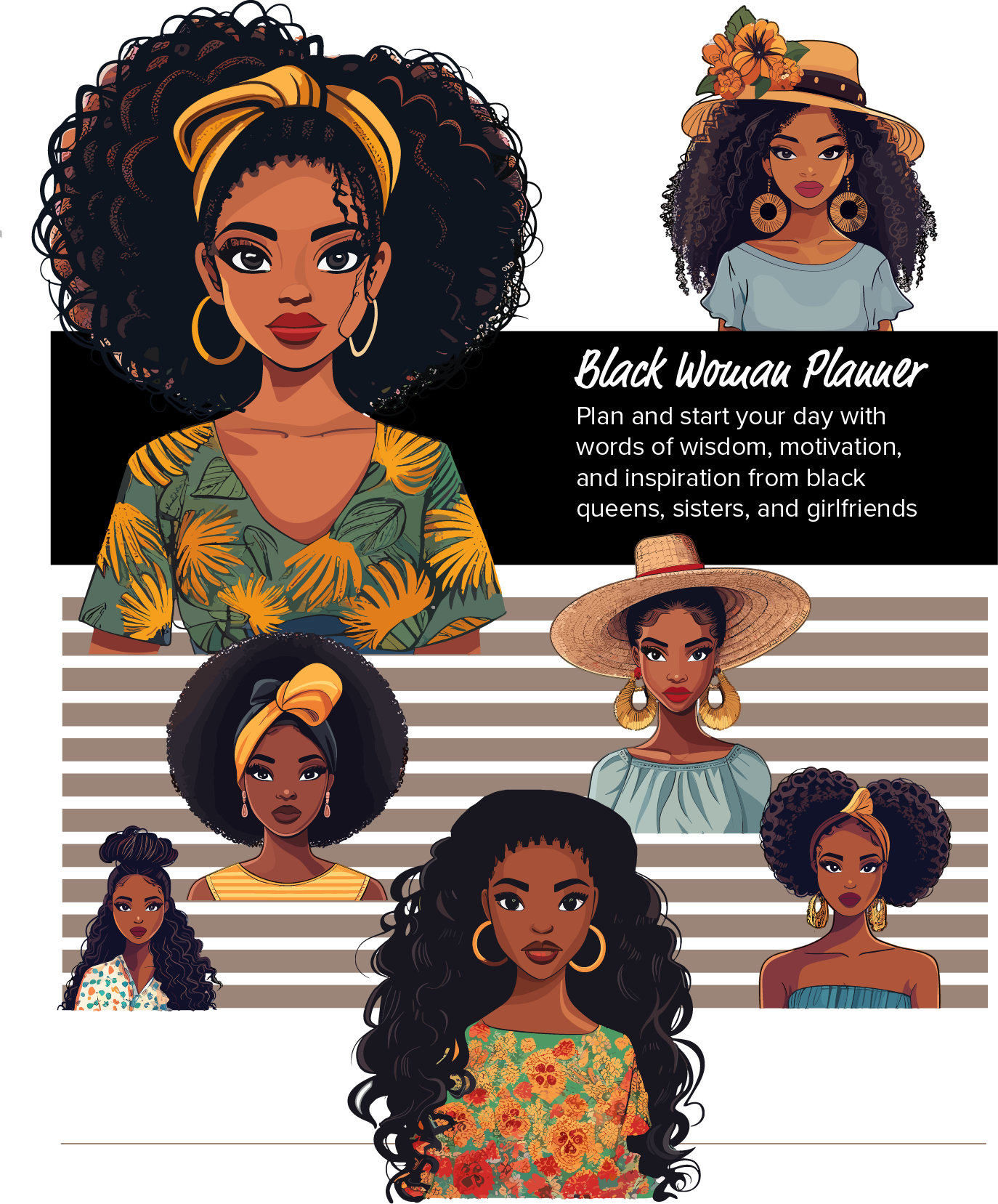 Planner pages with inspirational quotes from notable Black Women