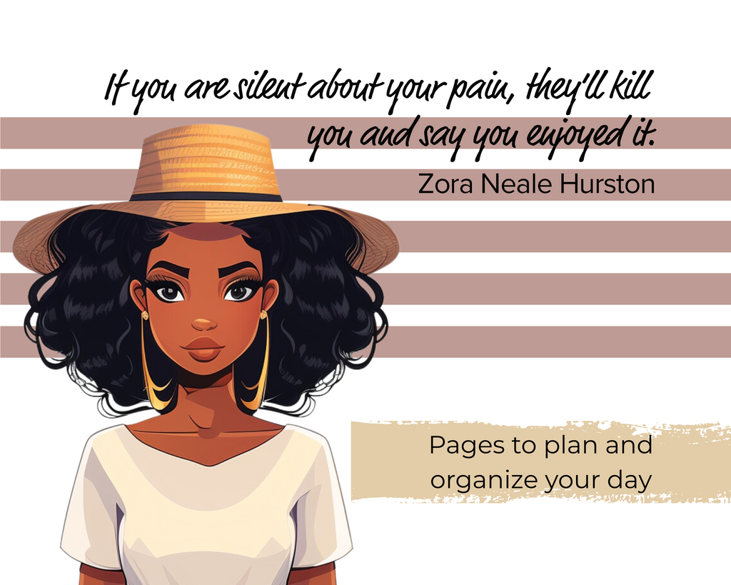 Planner pages with inspirational quotes from notable Black Women