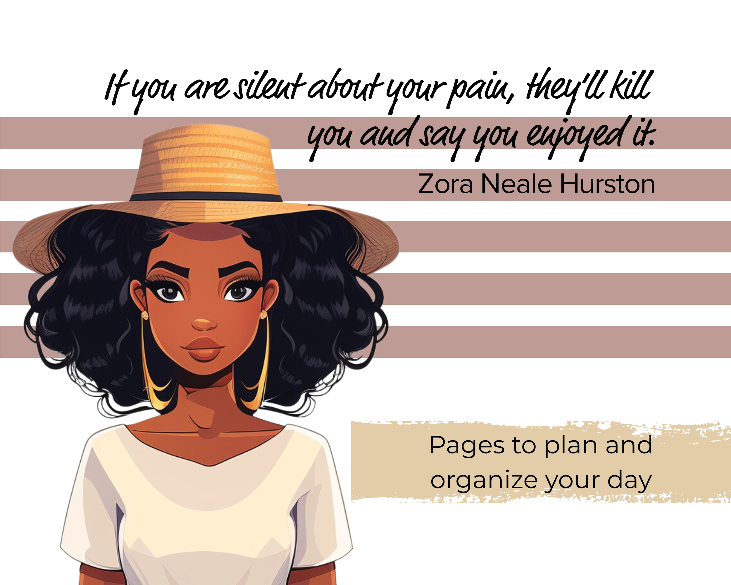 Planner pages with inspirational quotes from notable Black Women