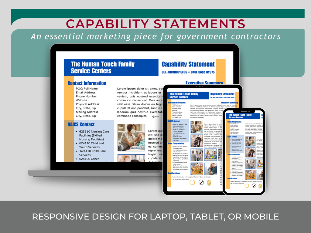 Canva Editable Capability Statement Template: Government Contracting