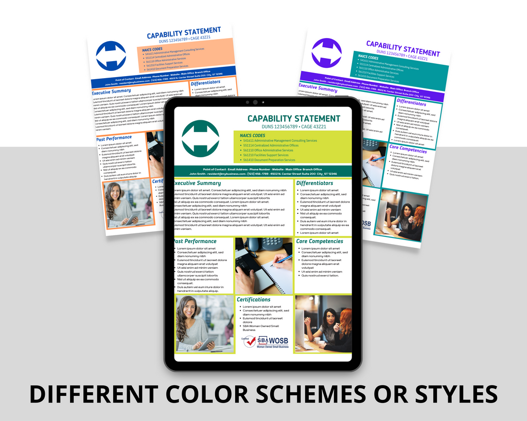 Government Capability Statement Template: Administrative Services (Canva Editable)