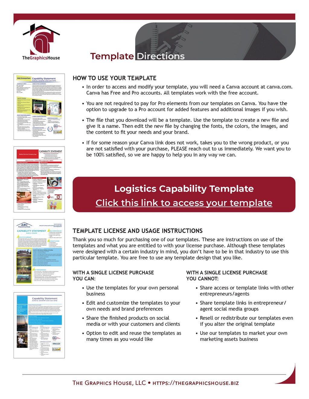 Editable Logistics Capability Statement Template: Government Marketing (Canva)
