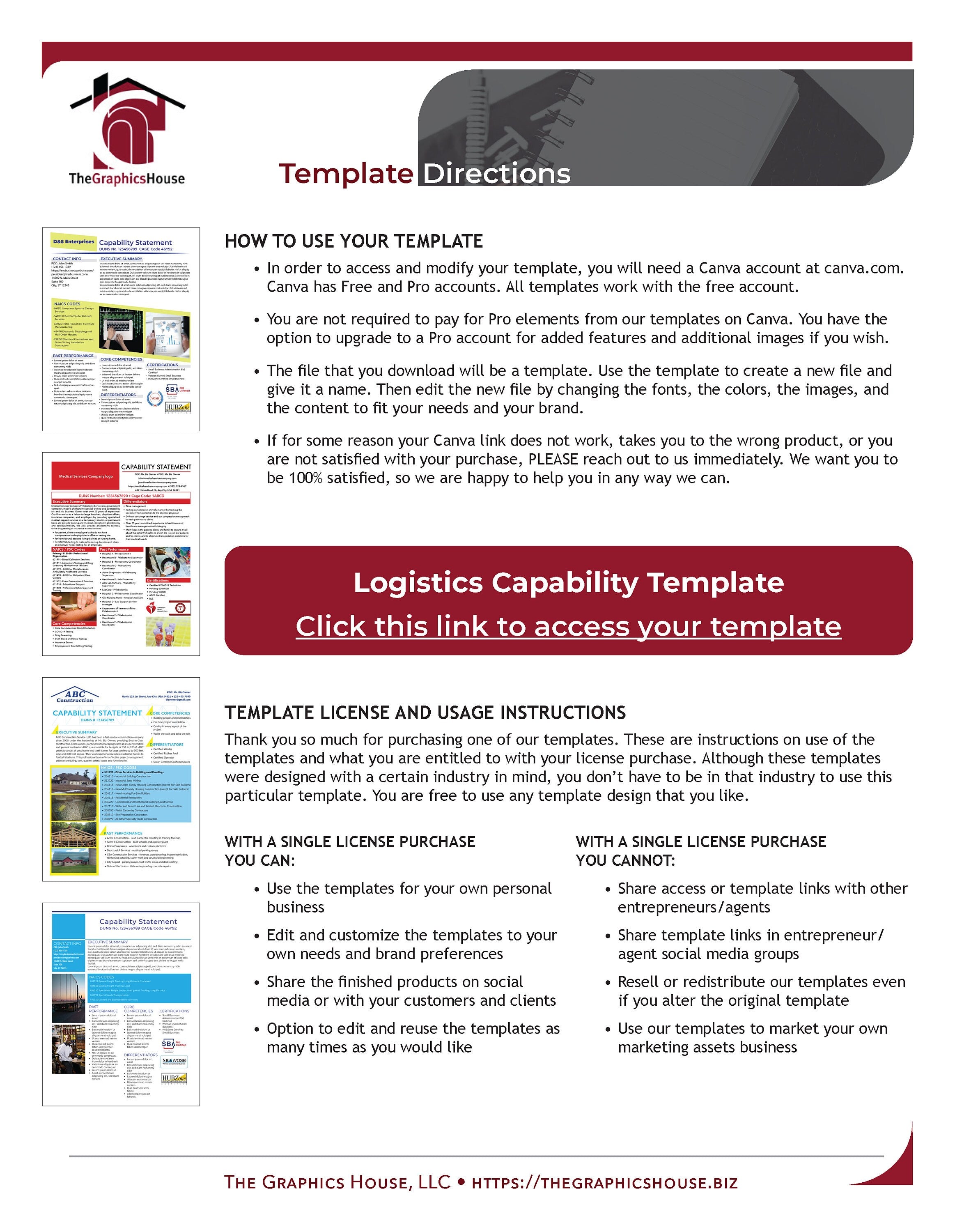Editable Logistics Capability Statement Template: Government Marketing (Canva)