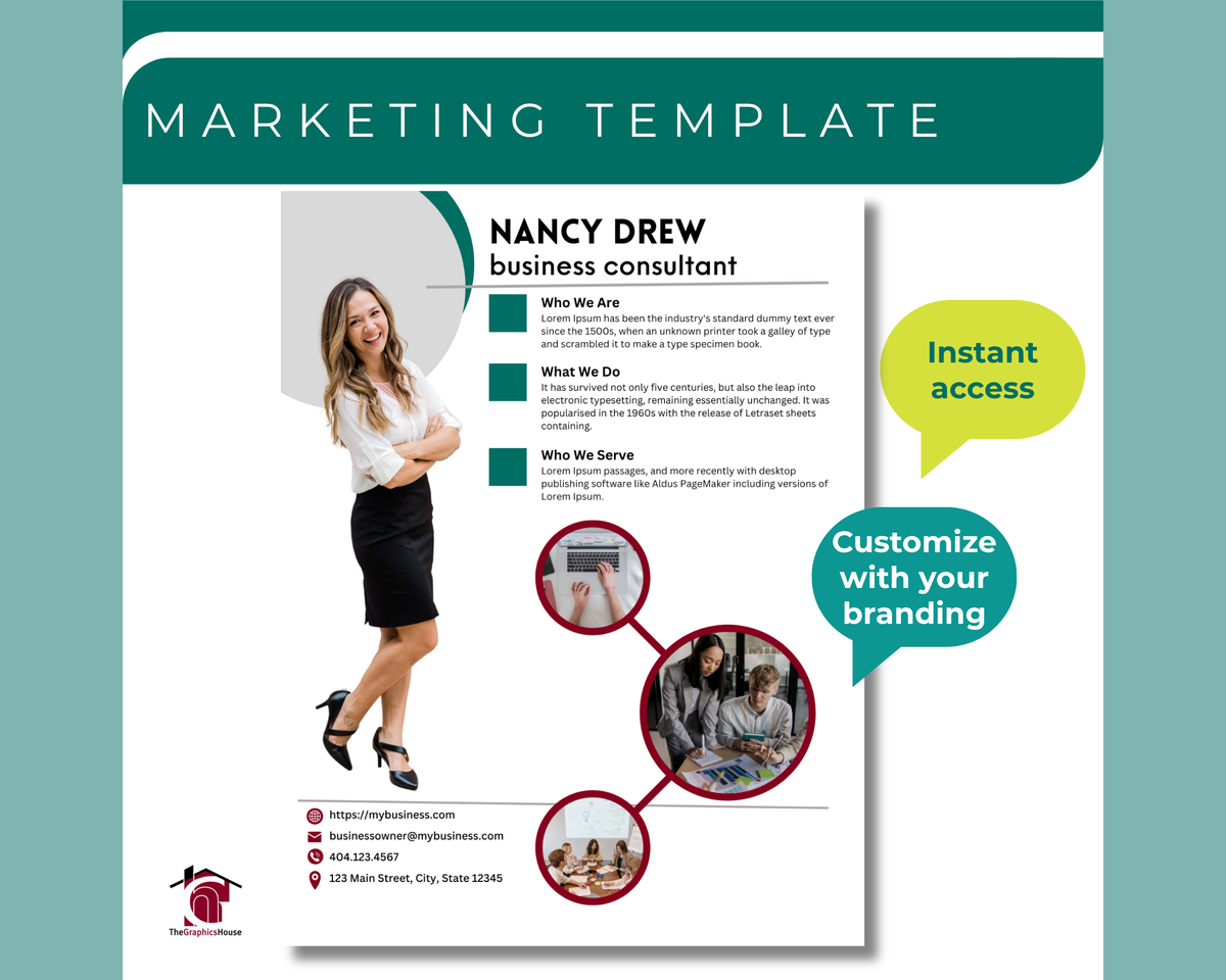 Business Consultant Template Digital Flyer Design Marketing Handout Download Customizable Canva Professional Branding Resource Industry