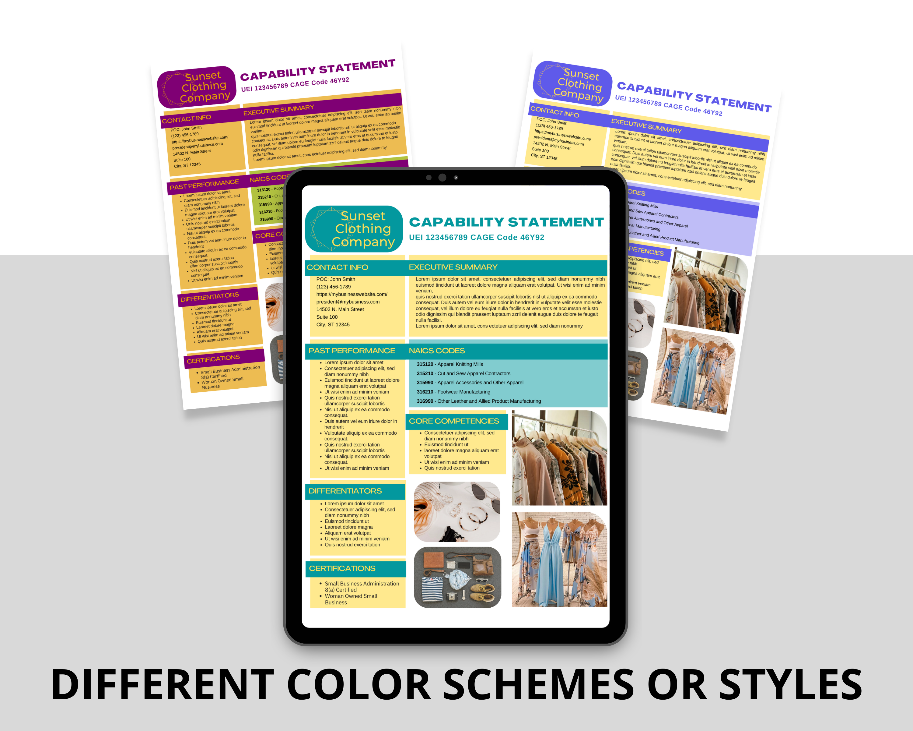 Clothing Company Capability Statement Template: Government Proposal (Canva Editable)