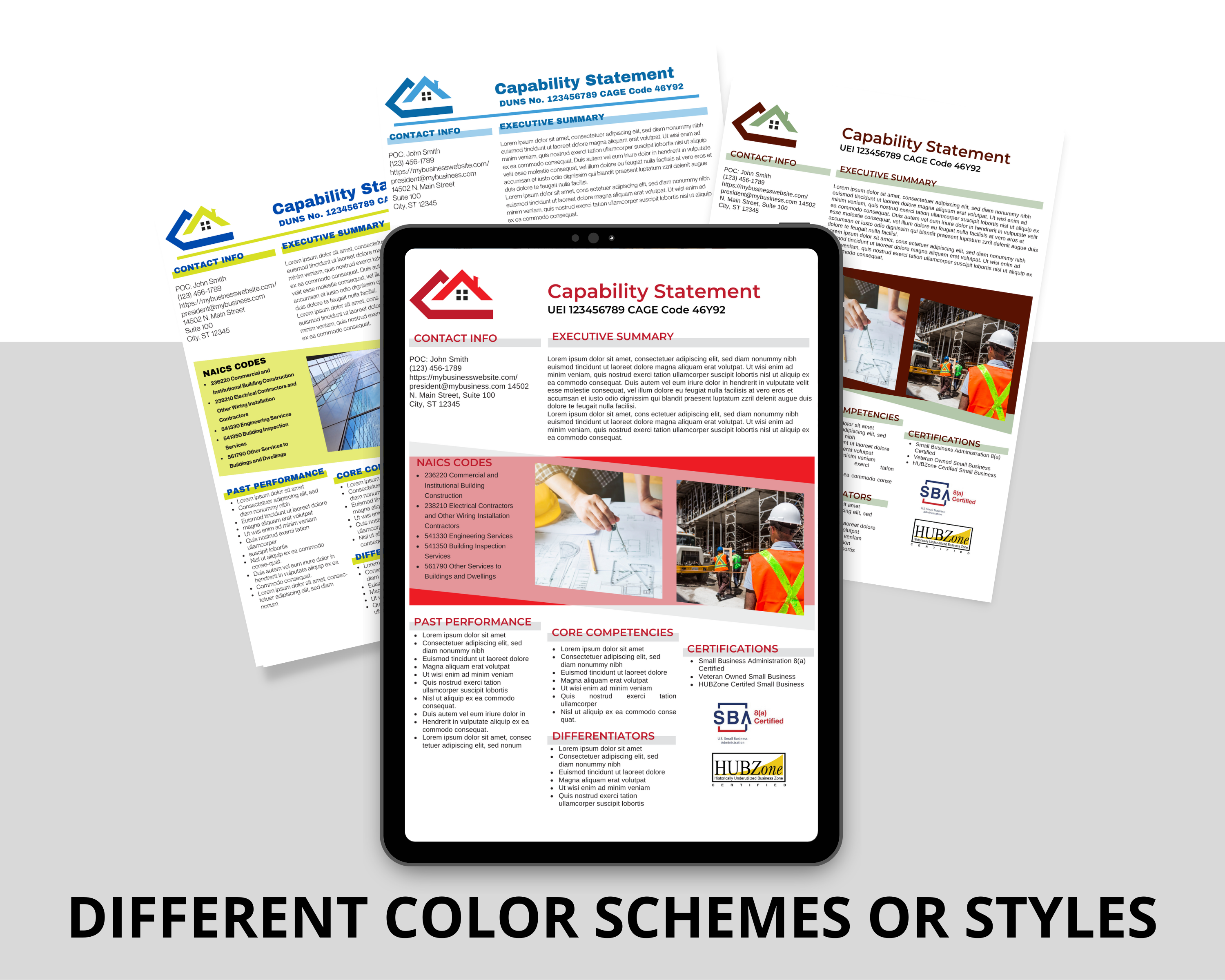 Capability business template for entrepreneurs, Construction companies marketing to government agencies