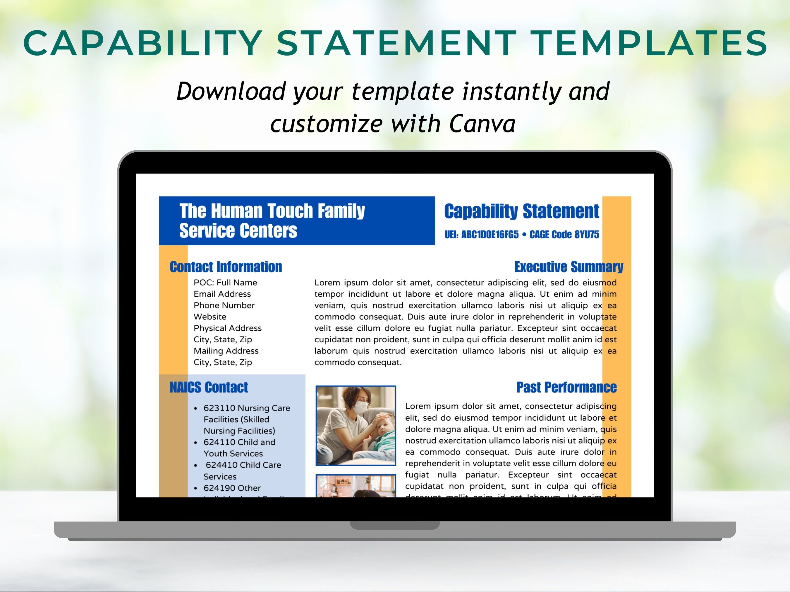 Canva Editable Capability Statement Template: Government Contracting