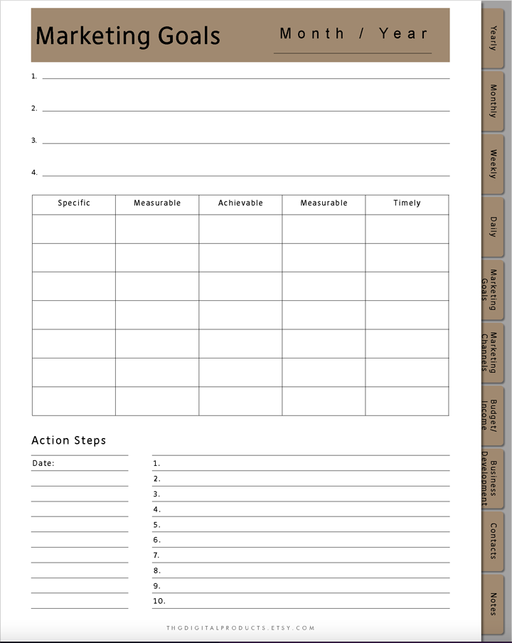 Goodnotes marketing planner monthly planner goals pages for business marketing iPad tech design planner note apps for tablet tech design