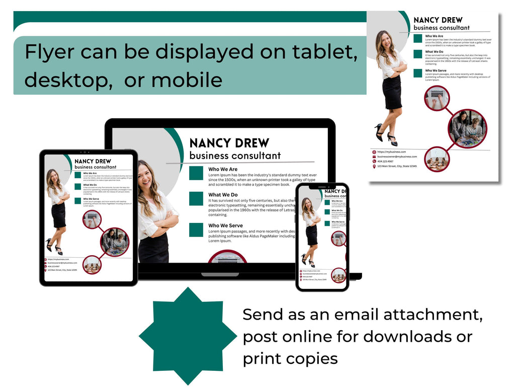 Business Consultant Template Digital Flyer Design Marketing Handout Download Customizable Canva Professional Branding Resource Industry