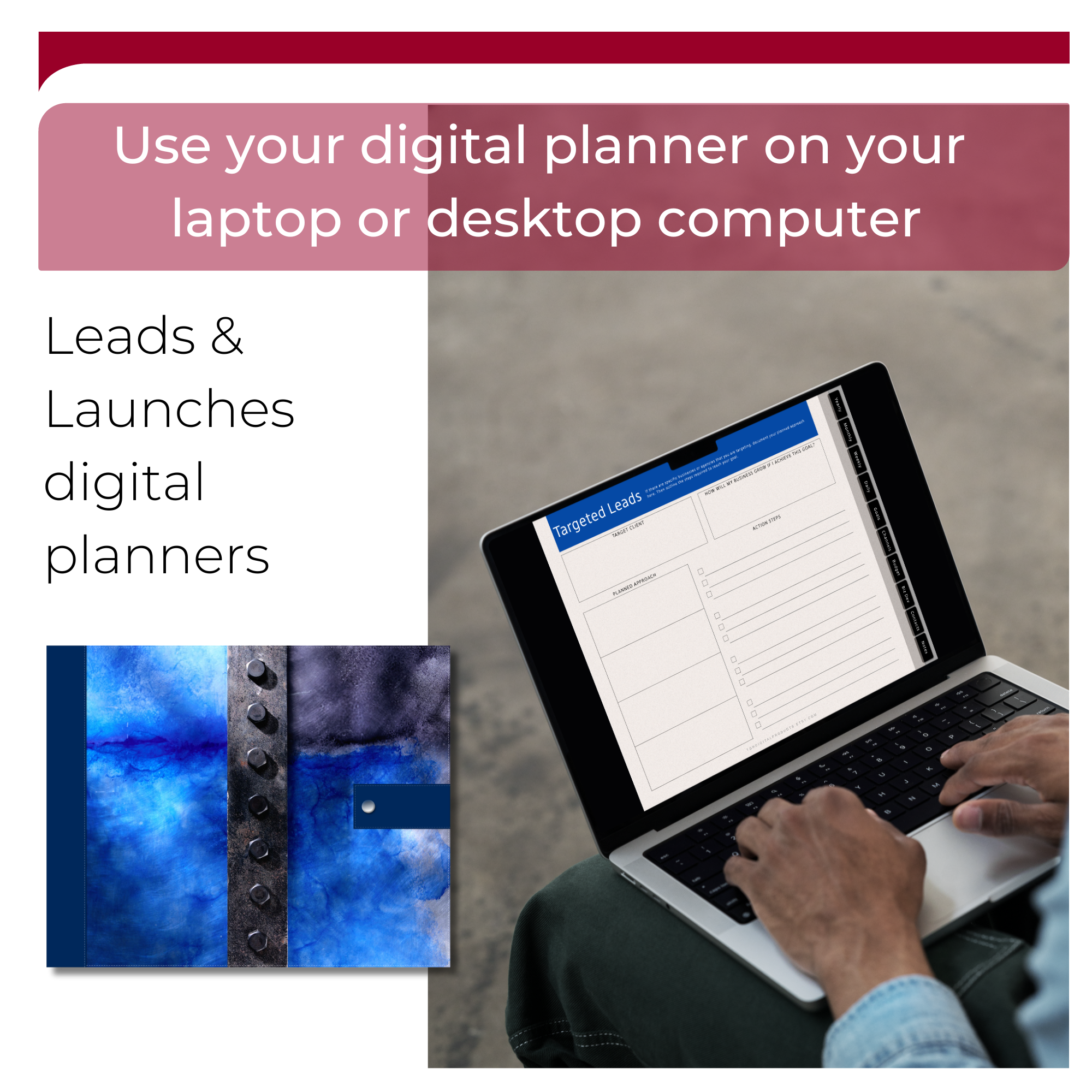 Customizable digital planner with note taking apps helps you schedule your business marketing strategy and goals