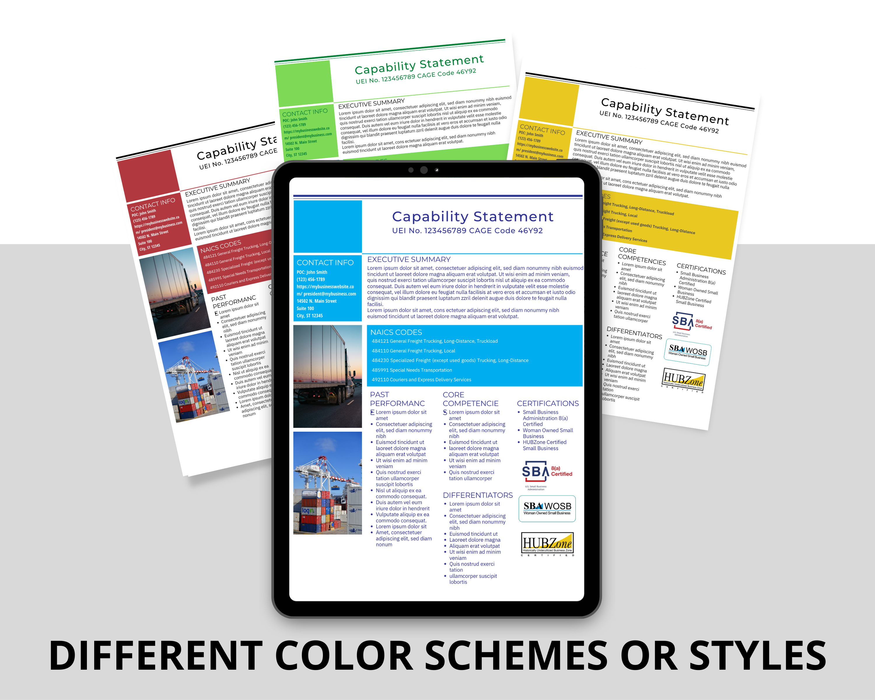 Editable Logistics Capability Statement Template: Government Marketing (Canva)