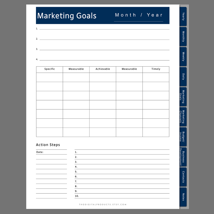 Goodnotes marketing planner monthly planner goals pages for business marketing iPad tech design planner note apps for tablet tech design